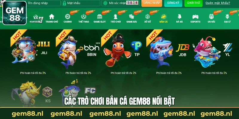 Các trò chơi bắn cá GEM88 nổi bật